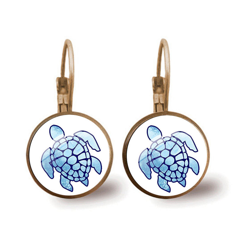 Wholesale Colored Sea Turtle Alloy Earrings